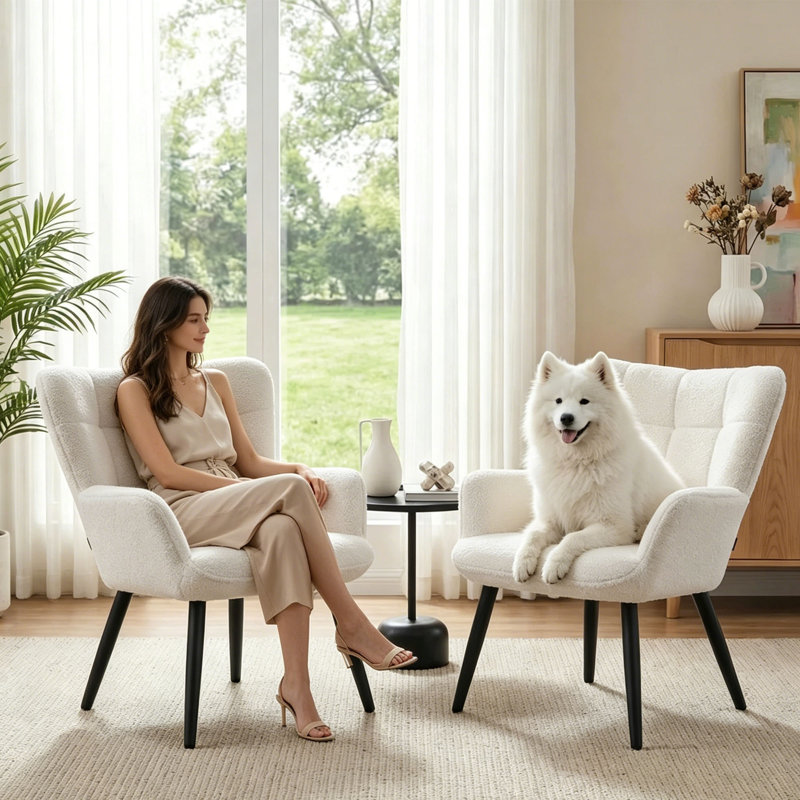 Chaise d'appoint moderne Mid-Century avec dossier et pieds en métal, White