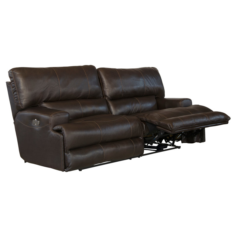 Anjuman 93" Leather Match Reclining Sofa, Chocolate Leather Match, Power, Yes