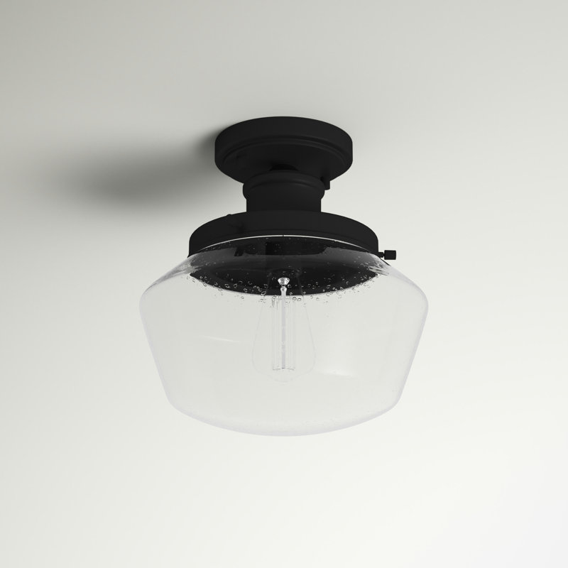 Enmore Matte Black 10'' W 1 - Bulb Outdoor Semi Flush Mount