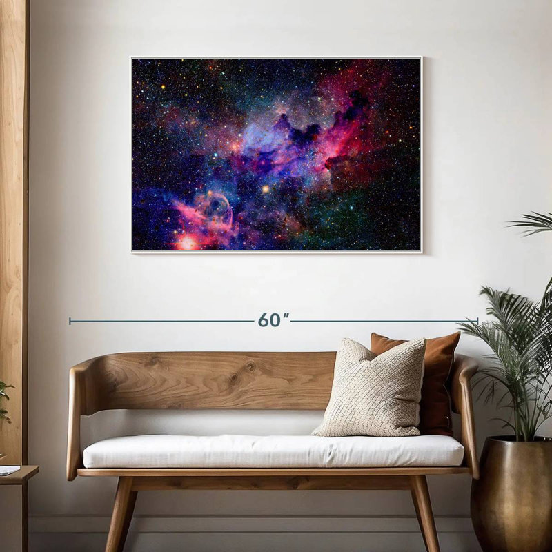 Galaxie nébuleuse de l'espace, Cadre flottant blanc, 43 po x 29 po