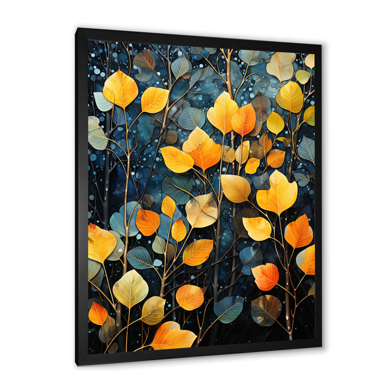 «Leaves in Autumn Collage II», reproduction sur toile, H 20 po x l 12 po x P 1 po, Cadre photo noir