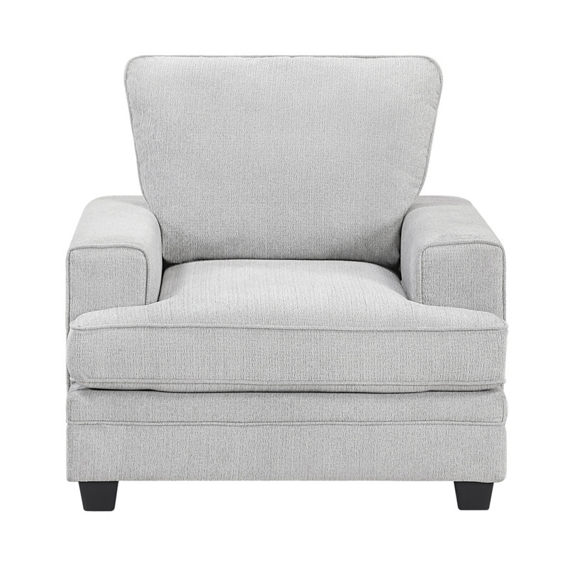 Rahi Accent Chair, Track Arms, Foam Seat, Stone Gray Chenille, Black