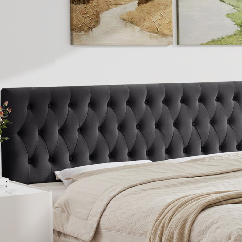 Tête de lit tapissier Aveigha, Double, Lin beige
