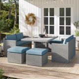 Grose 8 - Person Aluminum & Wicker Outdoor Dining Set (Fully Assembled)