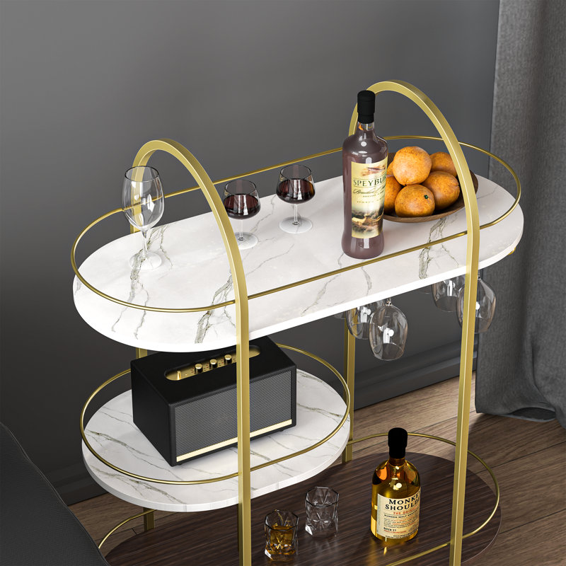 3-Tier Arc Bar Cart, Gold