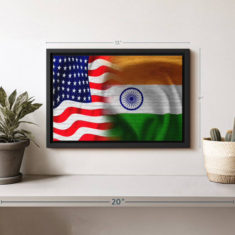 "Inde et drapeau américain, art mural", H 13 po x l 9 po