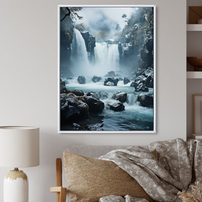 «Grey White Waterfall Frozen Symphony I», reproduction d'art sur toile