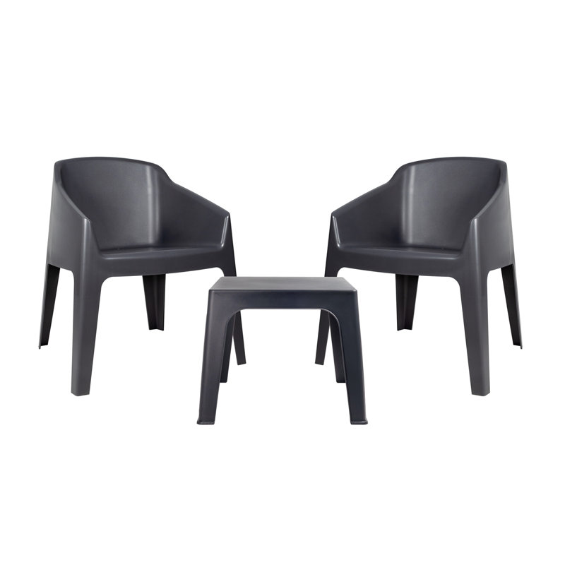 Baku - 3 Piece Recycled Conversation Set - with Cushions, Anthracite