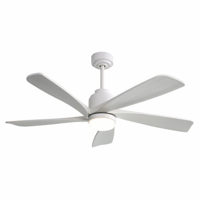52 Inch Indoor Ceiling Fan With Dimmable Led Light 5 Solid Wood Blades Remote Control Reversible Dc Motor With Smart App Control