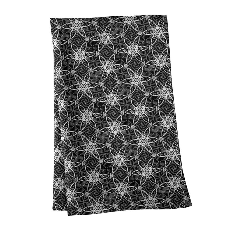 Serviette de thé à cercles ornés classiques Mcguigan, Gris / blanc, Polyester sergé