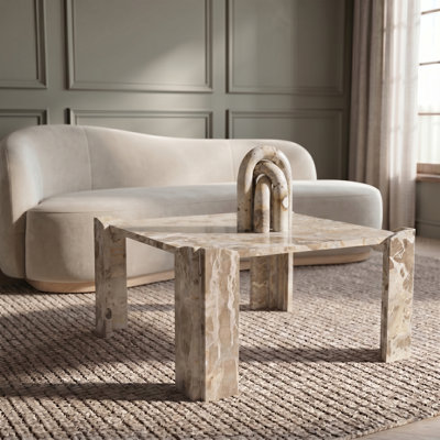 Table basse Abe en marbre véritable beige