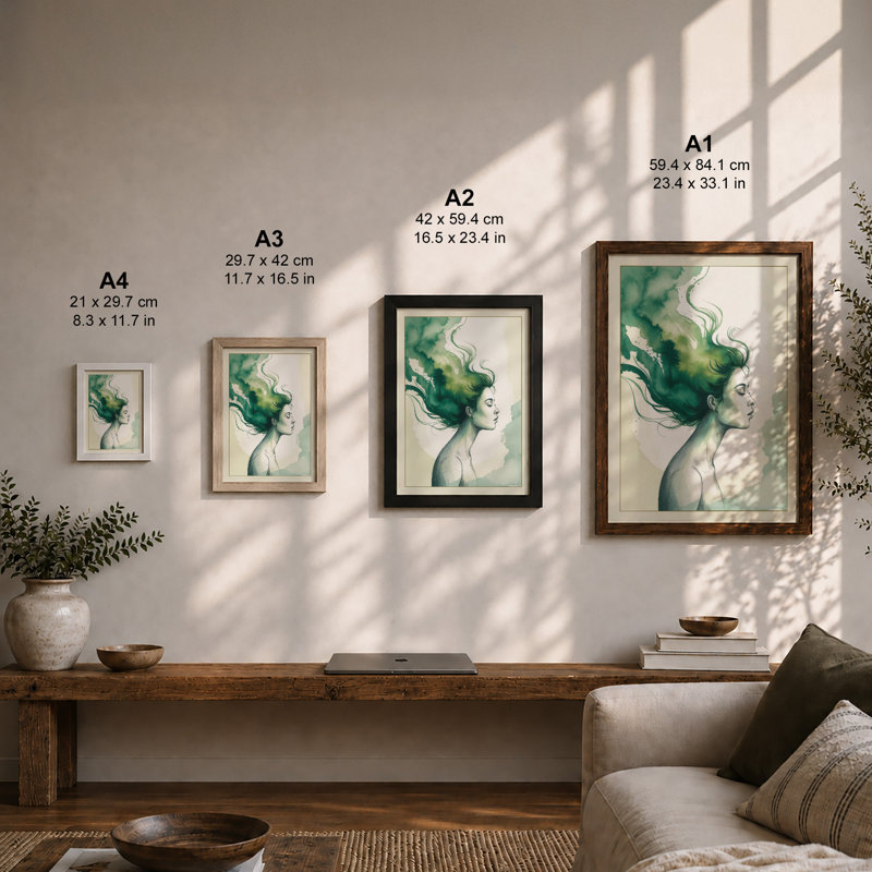 Woman as Water Modern - Framed Print, A3 - 42.0 x 29.7 cm, Unframed