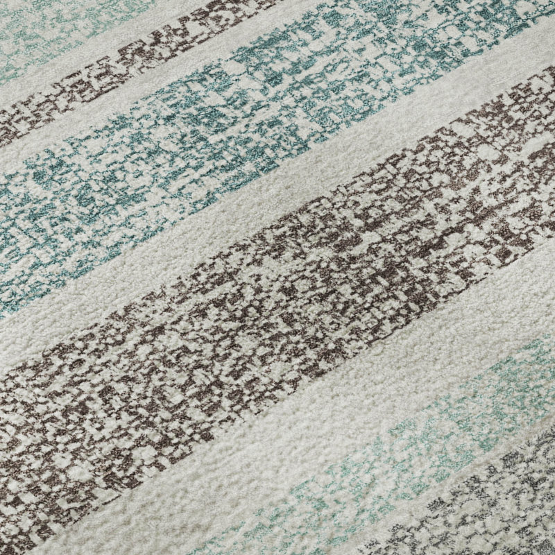 Premium Machine Washable Mayfield AMF2122 Striped Rug, 2'3" x 7'6" Runner, Teal