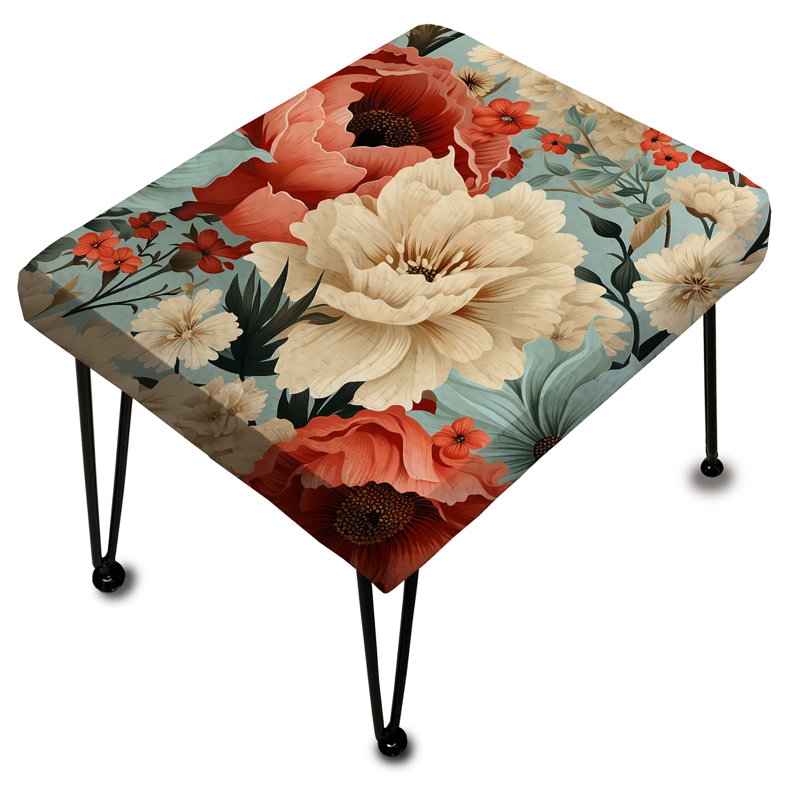 Coral Boho Floral Harmony - Repose-pieds rectangulaire floral