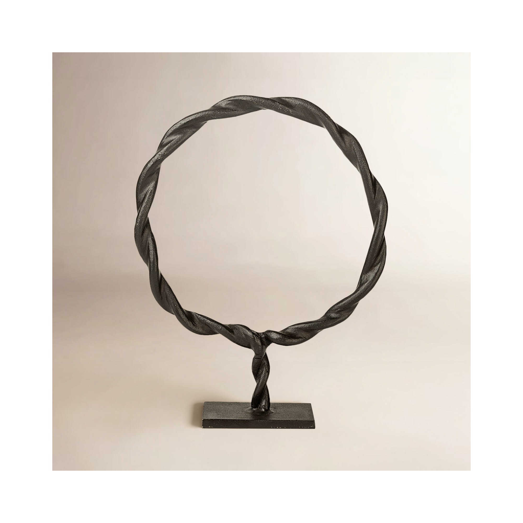 Moscow (large) Black Aluminum Braided Circular Object, 15" H x 11.8" W x 3.1" D