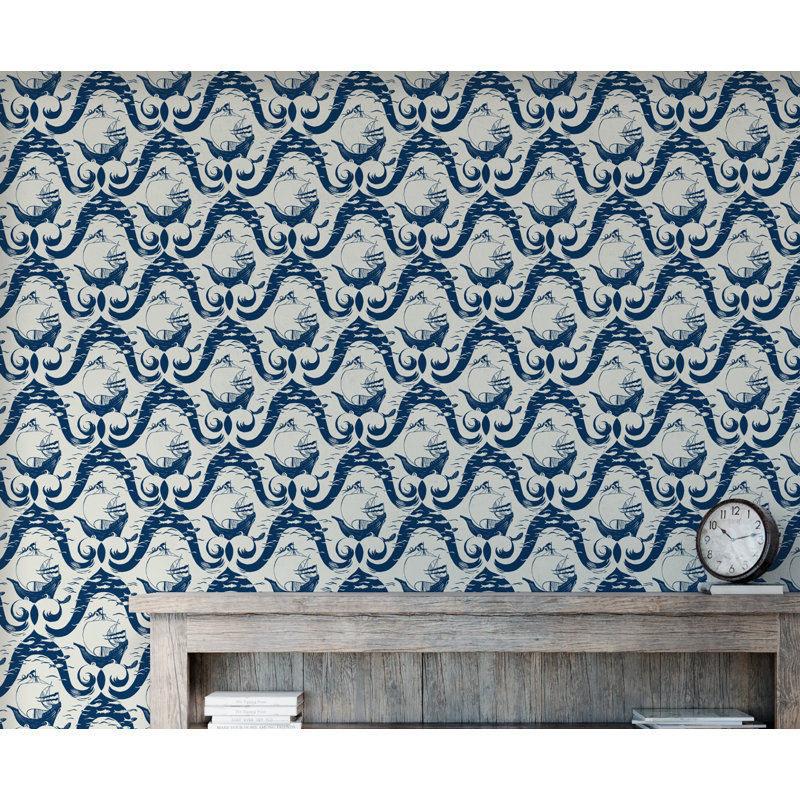 Paule Marrot Geometric Wallpaper Double Roll, Navy