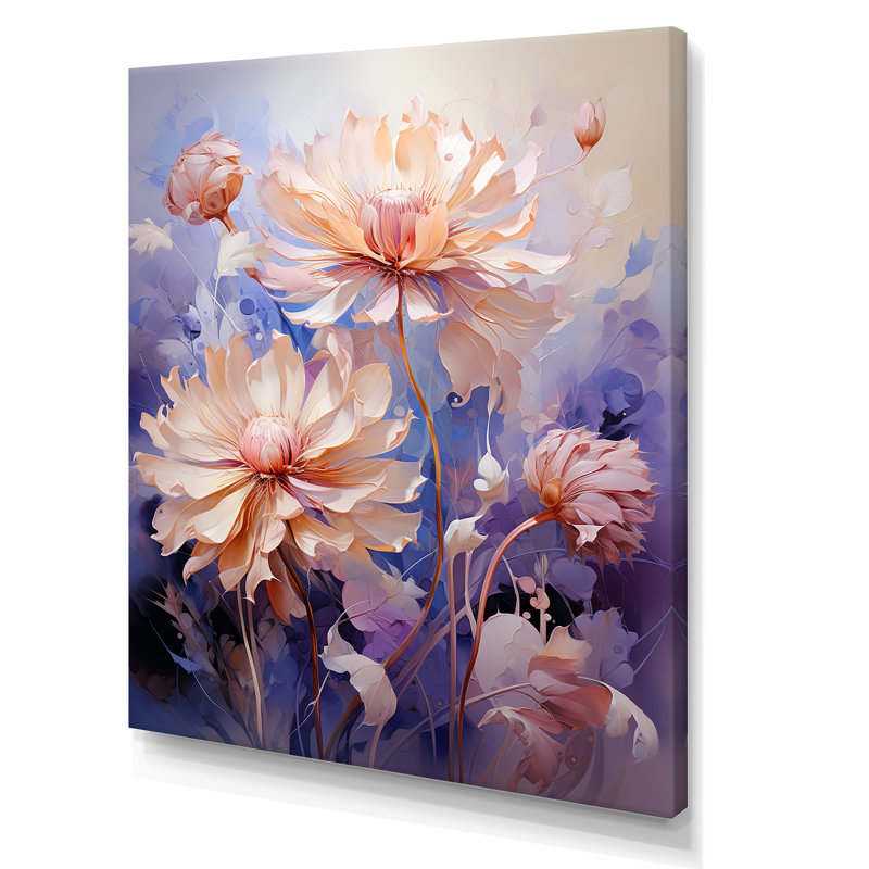 Bleu et mauve, symphonie de bleuets sur toile, Toile tendue, H 32 po x l 16 po x P 1 po