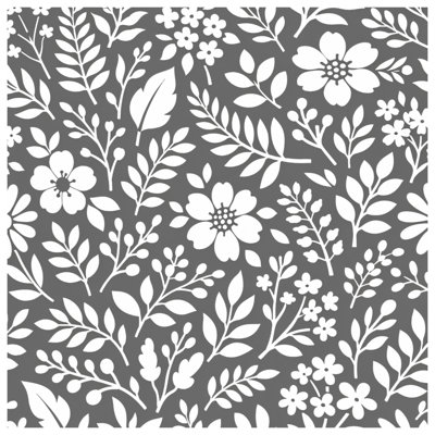 Édredon gris à motif floral
