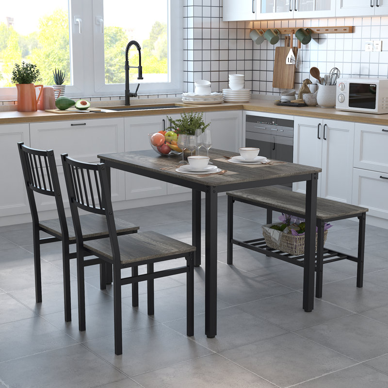Kennett 4-Piece Manufactured Wood Dining Set, Black Oak, Black, 29.53"H x 47.24"L x 30.71"W