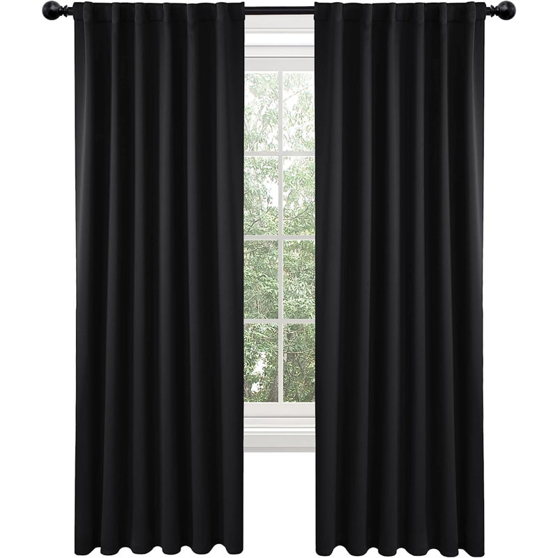 Blackout Curtain Pair, 52" W x 84" L, Black