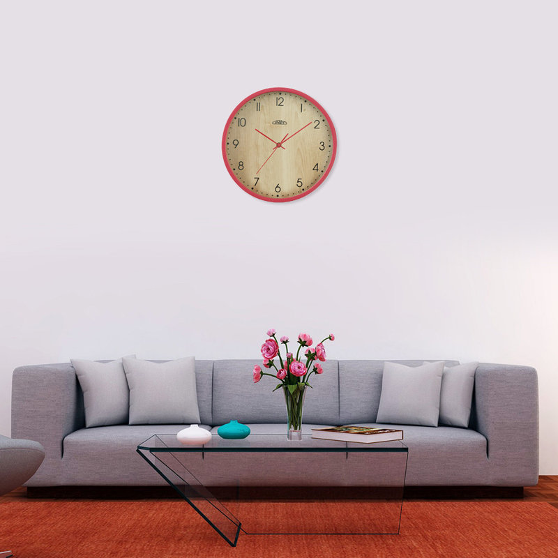Wood Wall Clock, Red/Brown