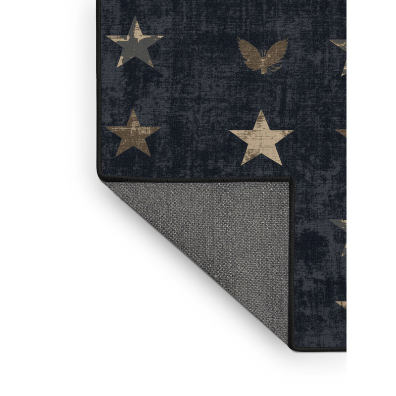 Soft Plush Feingold July 4Th Modern & Contemporary Abstract Area Rug in Gray – Black Binding, 2x4