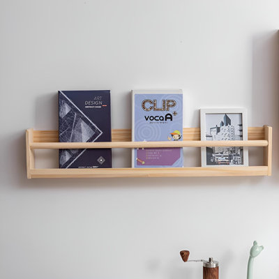 Solid Wood Wall-Mounted Bookshelf | Slim Multi-Layer Storage Shelf