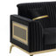 Causeuse rembourrée de style contemporain en bois avec accent doré et noir-1764089124