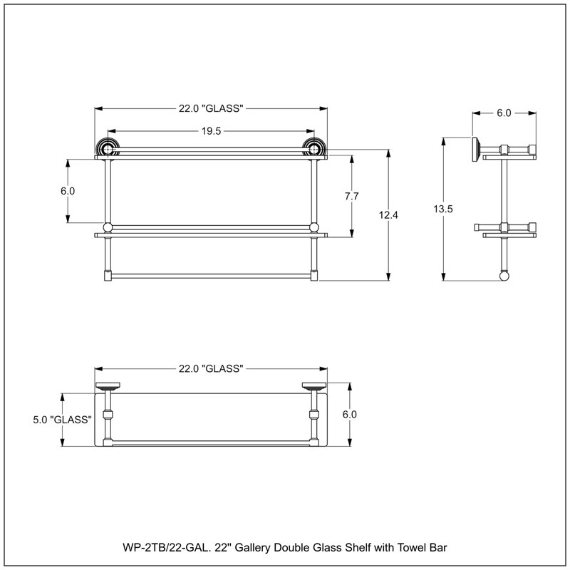 Waverly Place 2 Piece with Towel Bar, 12" H x 22" W x 5" D, Shaded Beige