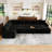 Rundey U-Shaped Oversized Sectional Corduroy Sleeper Sofa With Ottoman-119110562