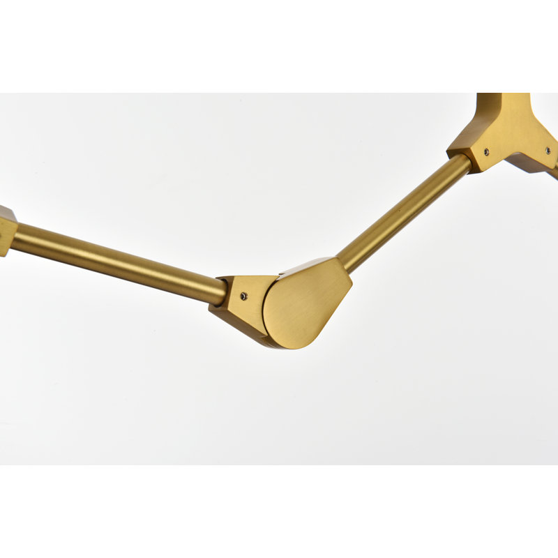 Jarmell 6 - Light Glass and Iron Dimmable Sputnik Modern Linear Chandelier, Brass