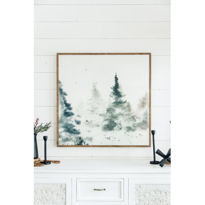 «Evergreen Fields», paysage abstrait, art mural encadré en bois