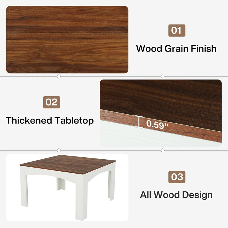 39.4‘’  Farmhouse Square Dining Table For 4