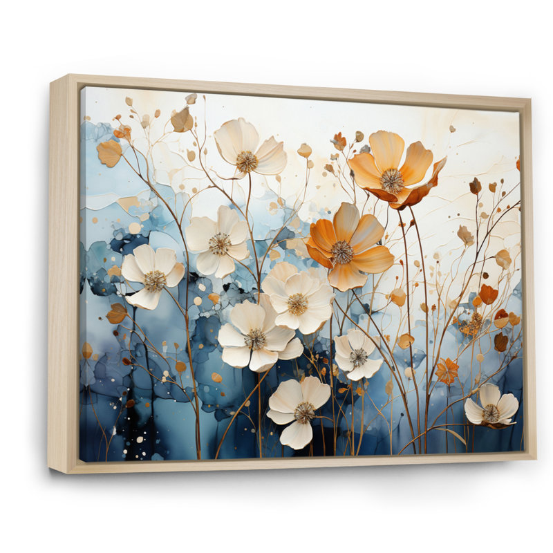«Blue Teal», reproduction d'art sur toile encadrée, H 24 po x l 32 po, Cadre naturel flottant
