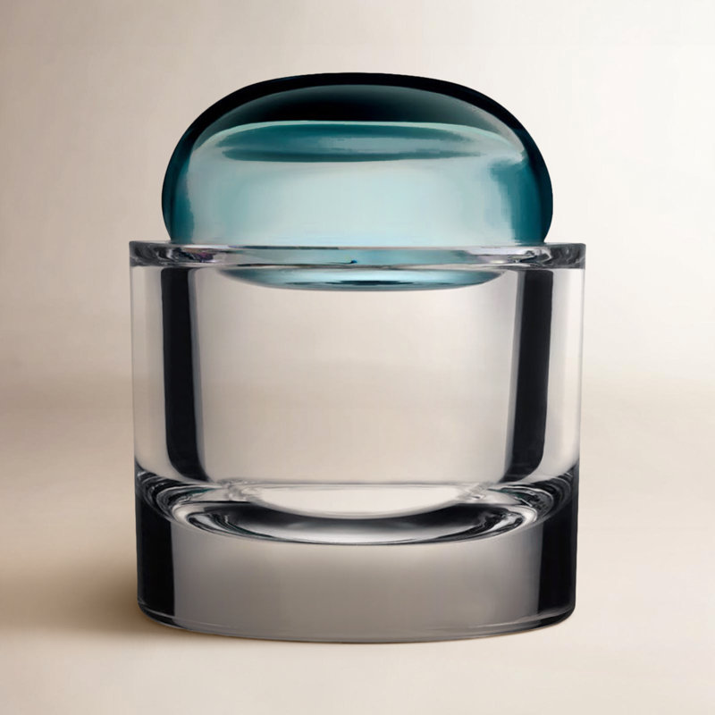 Ecrin Lead Free Crystal Jar, Petroleum Green, 4.9" H x 3.7" W x 3.7" D