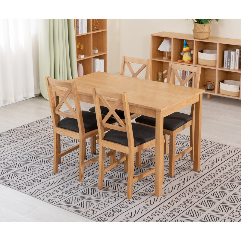 4 - Person Solid Oak Dining Set, Dark Gray