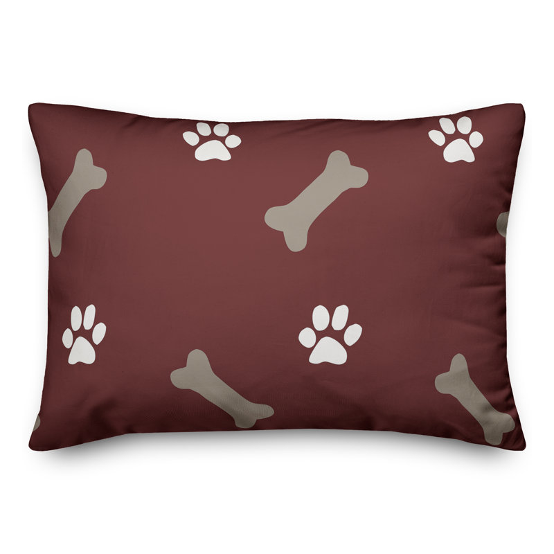  Coussin décoratif intérieur / extérieur en polyester à imprimé animal, H 18 po x l 25 po, Rouge