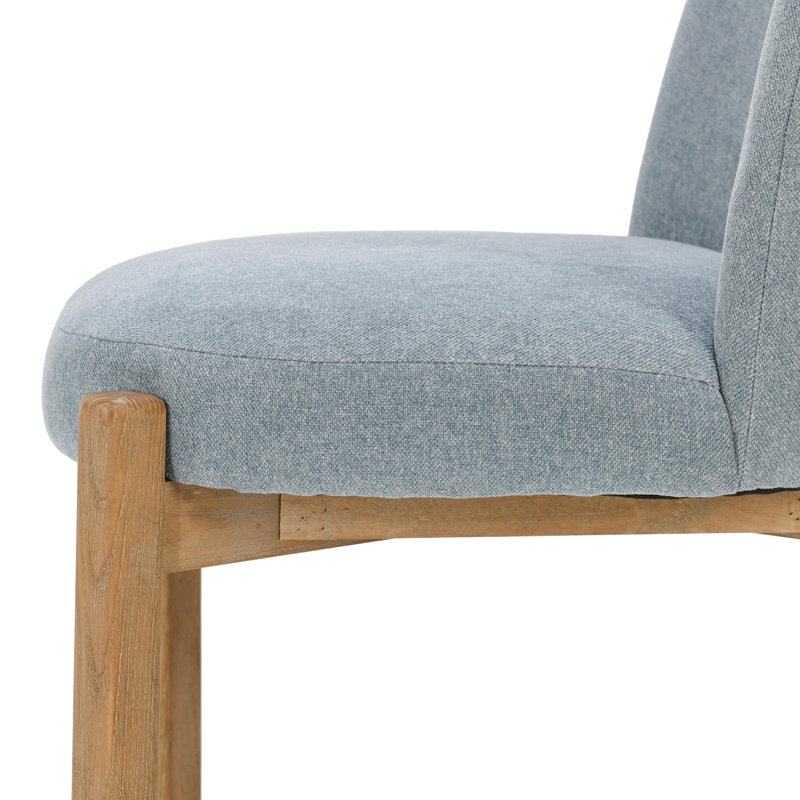 Joanie Upholstered Fabric Dining Chair, Blue, Natural Wood