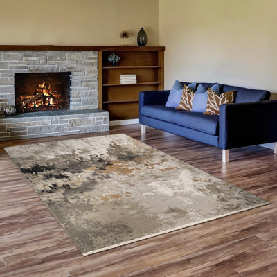 Tapis brun à motif abstrait Elmdale