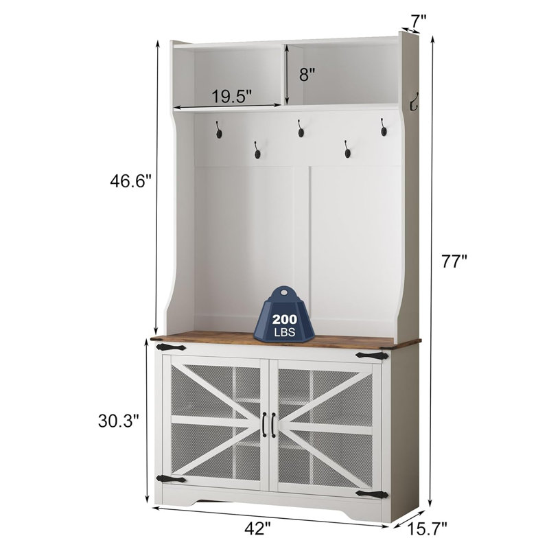 Hall Tree 106.7cm Wide with Bench