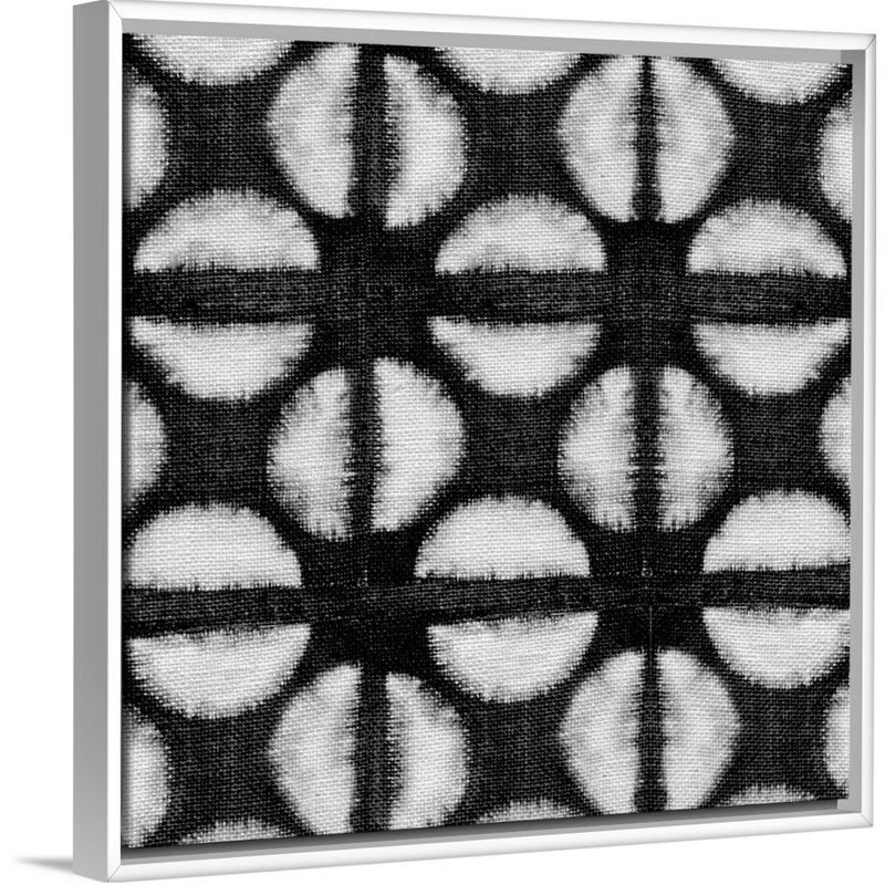 Reproduction d’art sur toile, "shibori Black IV" par Nancy Green, Toile encadrée flottée blanche