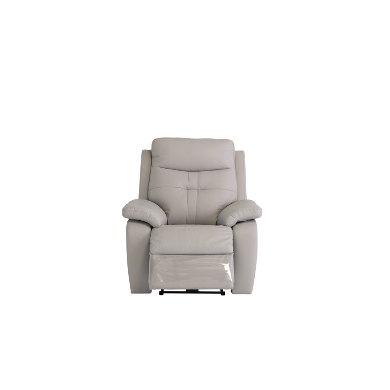 Genuine Leather Electric Recliner, Light Grey