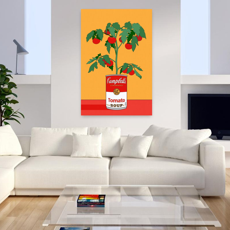 Art contemporain rétro, plante rétro, H 48 po x l 32 po