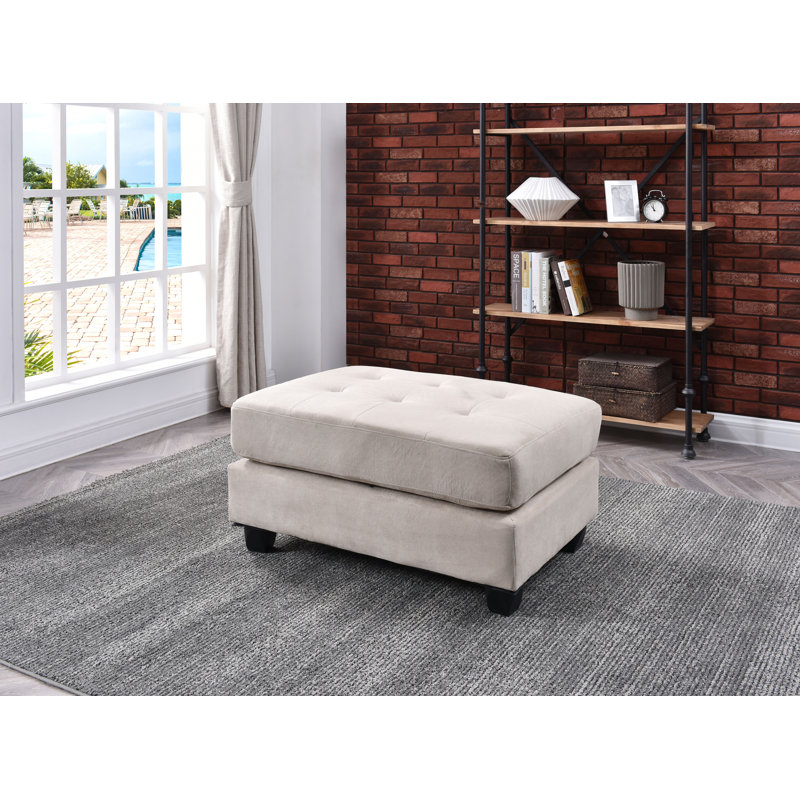Liskeard Bella Tufted Rectangle Standard Ottoman, Microsuède vanille