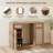 50.4" Rattan Boho Coffee Bar Cabinet with Mini Fridge Space, Wine Storage & Charger Station-248022354