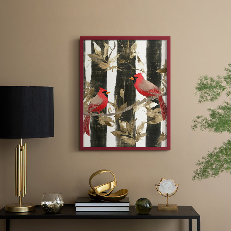 «Christmas Holiday Art», reproduction encadrée Cccxxi - bois massif, H 15 po x l 12 po, Rouge