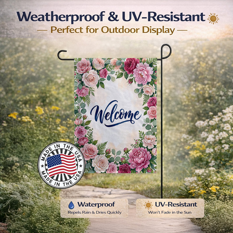 Cadre floral avec motif de jardin, Garden Size, Floral Frame