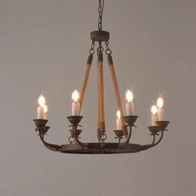 Payne 8 - Light Waggon Wheel Chandelier