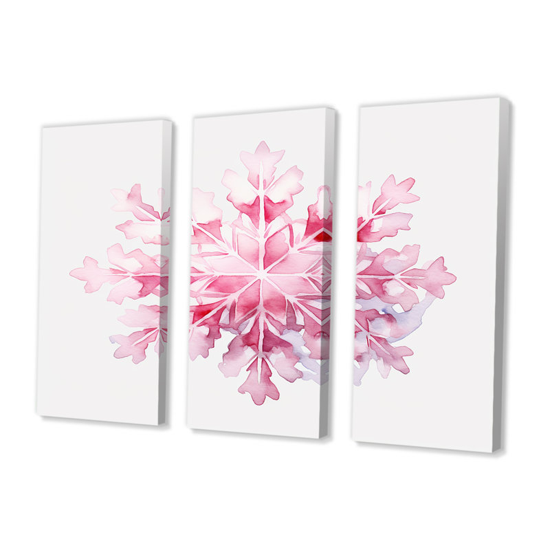 Décoration de Noël flocon de neige rose I - Botanicals, Toile tendue, H 28 po x l 36 po x P 1 po