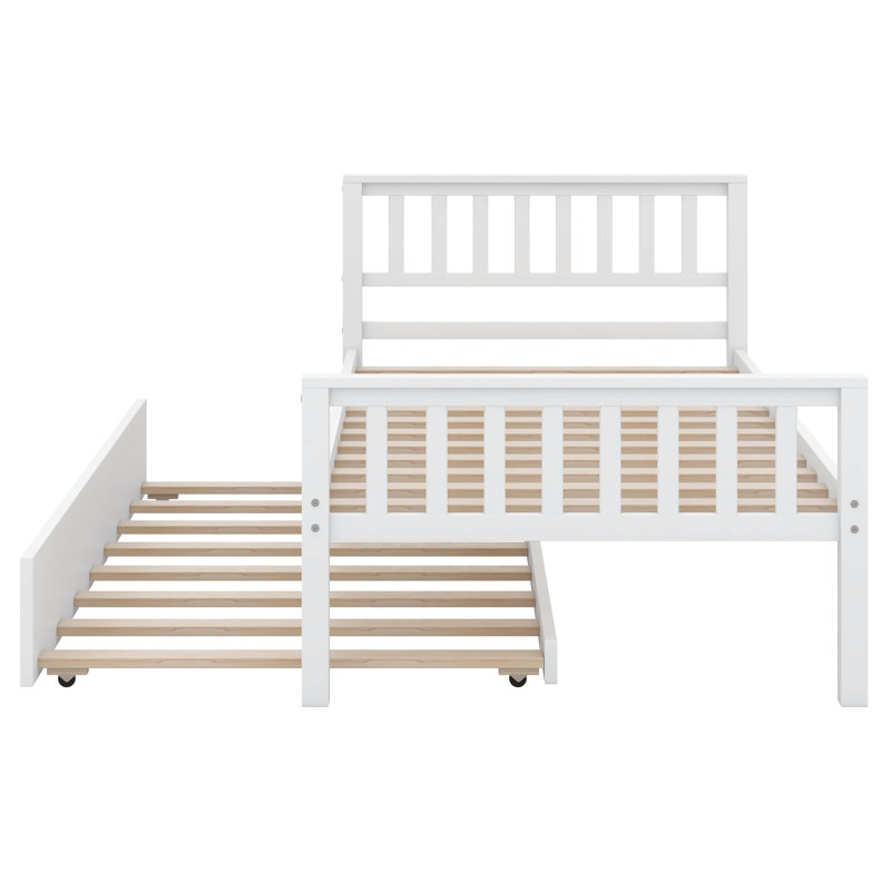Twin Bed With Trundle, White